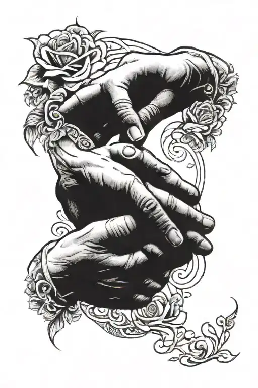 in memory of my father & son holding hands tattoo design idea
