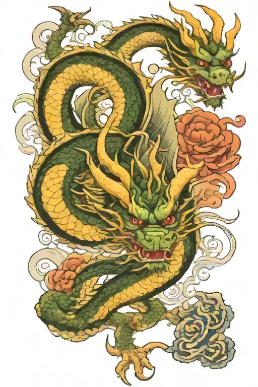 Chinees dragon flying tattoo design idea