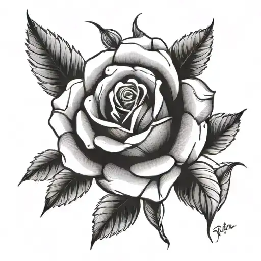 Trible rose growing  with kids names and dates tattoo design idea