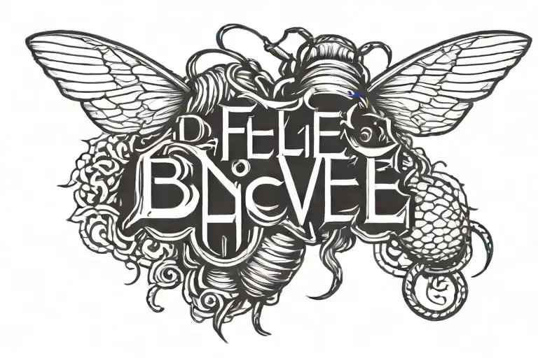 beehive text gothic letters tattoo design idea