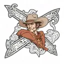 cowboy cross made tattoo design idea