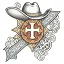 cowboy cross made tattoo design idea