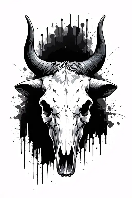 side view of a bull skull tattoo design idea
