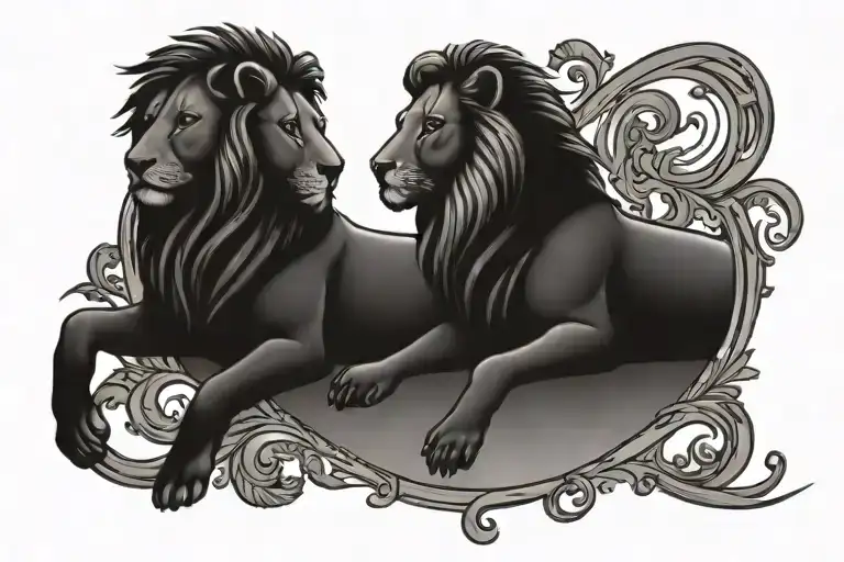 libra zodiac and leo zodiac together representing the client's love tattoo design idea