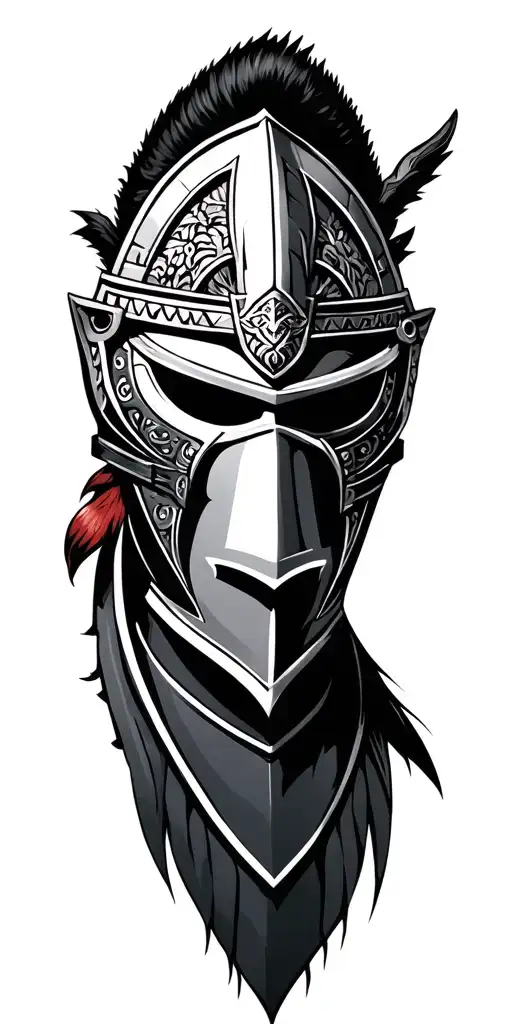 samurai mask, templar knight, greek god tattoo design idea
