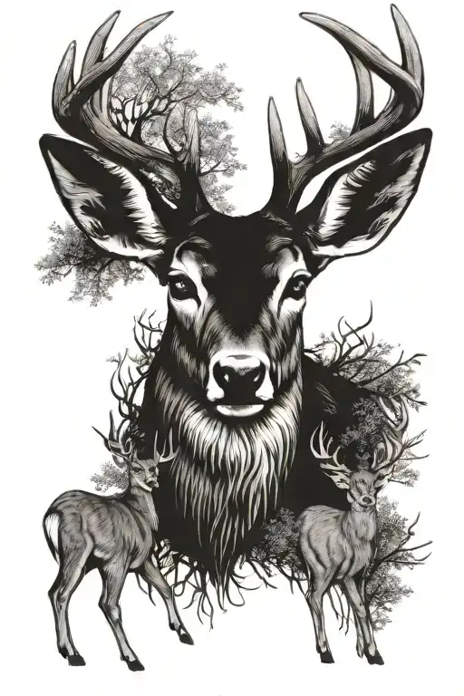 2 bucks 2 does. One buck being small symbolizing the son, one being large symboling the father. One doe being small symb tattoo design idea