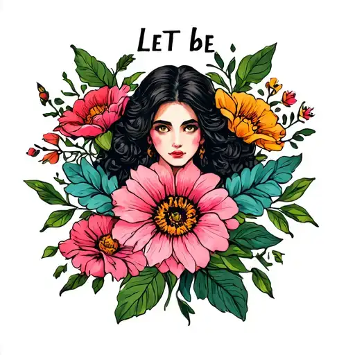Let it be with flowers surrounding tattoo design idea