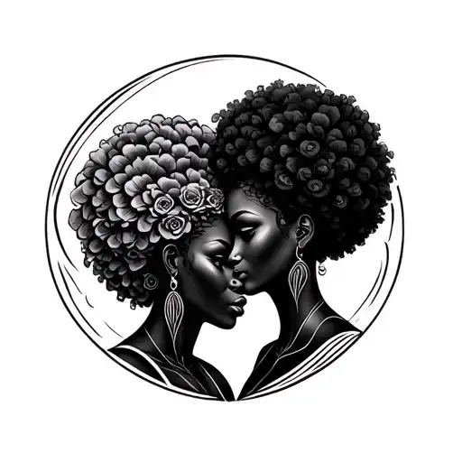 Afrocentric brother and sister tattoo symbol intertwined tattoo design idea