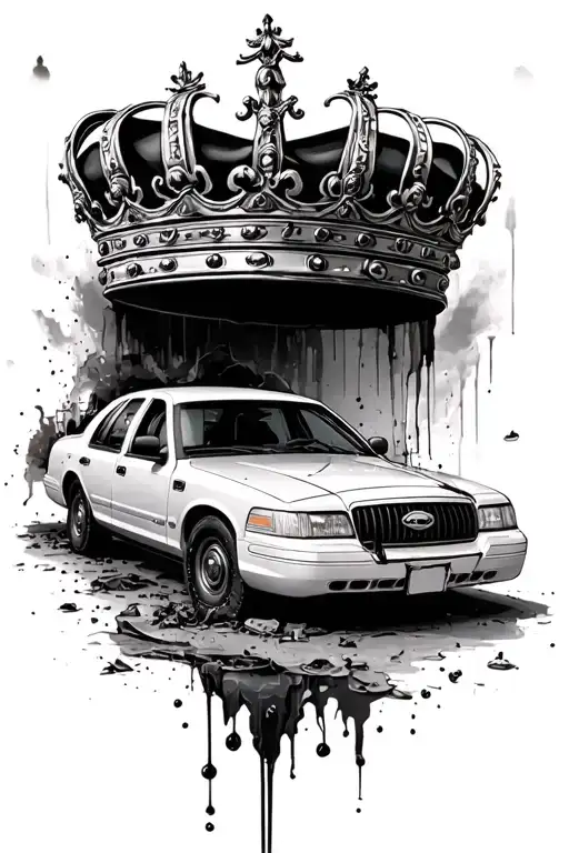 Crown Victoria P71 destroyed tattoo design idea