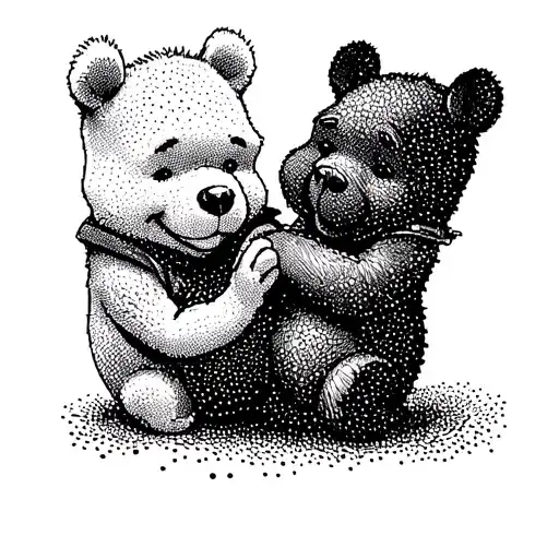 Winnie the Pooh with honey tattoo design idea