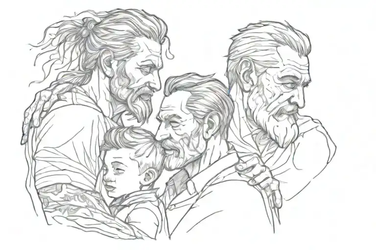 father and two sons tattoo design idea