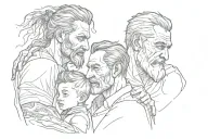 father and two sons tattoo design idea