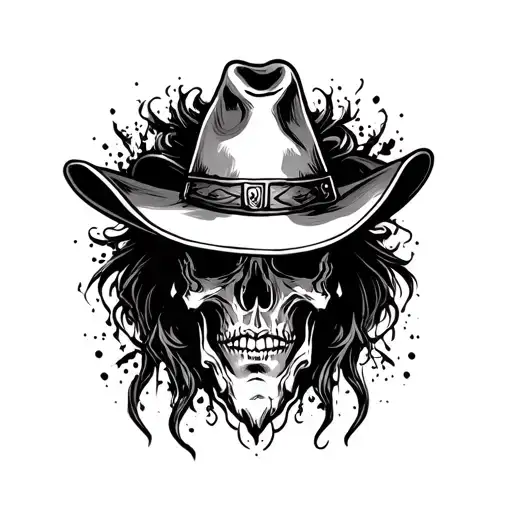 cross with cowboy hat  tattoo design idea