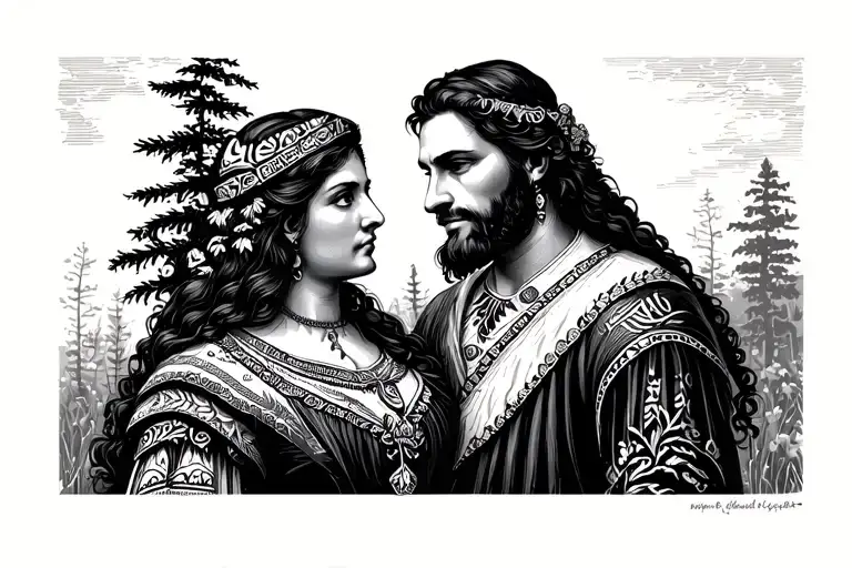 Tennessee Appalachian, Germanic tribal art design, armband tattoo for married couple tattoo design idea