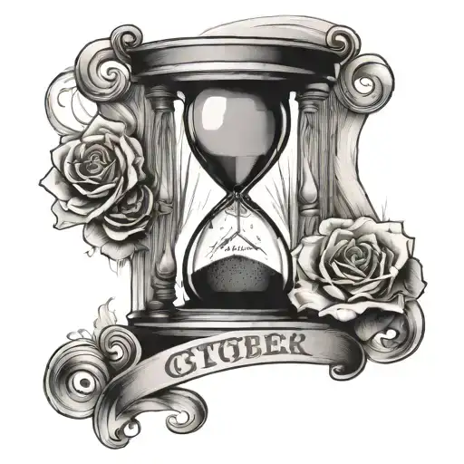 hour glass with october 23 1984 in roman numerals tattoo design idea