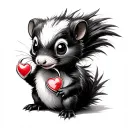 skunk with heart shaped lock tattoo design idea