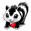 skunk with heart shaped lock tattoo design idea