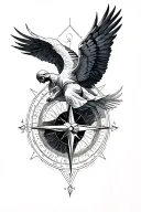 icarus falling with compass fine line tattoo, add geometry aspect  tattoo design idea