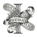 roman numerals of three birthdays with bands around them and some decortive, dec14 1999,august 7 2001, april18 2004 tattoo design idea