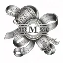 roman numerals of three birthdays with bands around them and some decortive, dec14 1999,august 7 2001, april18 2004 tattoo design idea