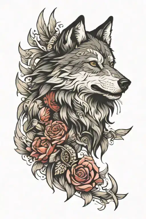 Meaningful wolf warrior tattoo design idea
