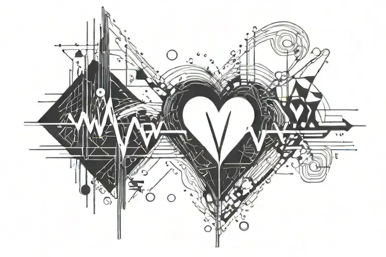 Heartbeat line with a heart tattoo design idea