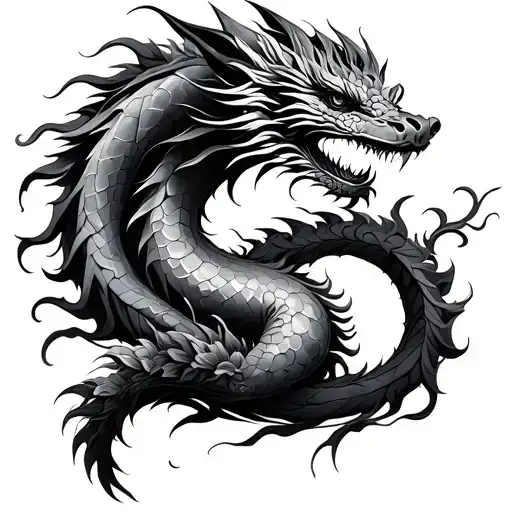 floral dragon wrapped round tattoo design idea