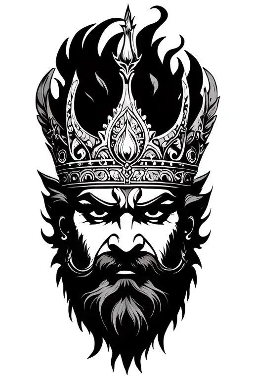 king ravana 10 head anda law quin tattoo design idea