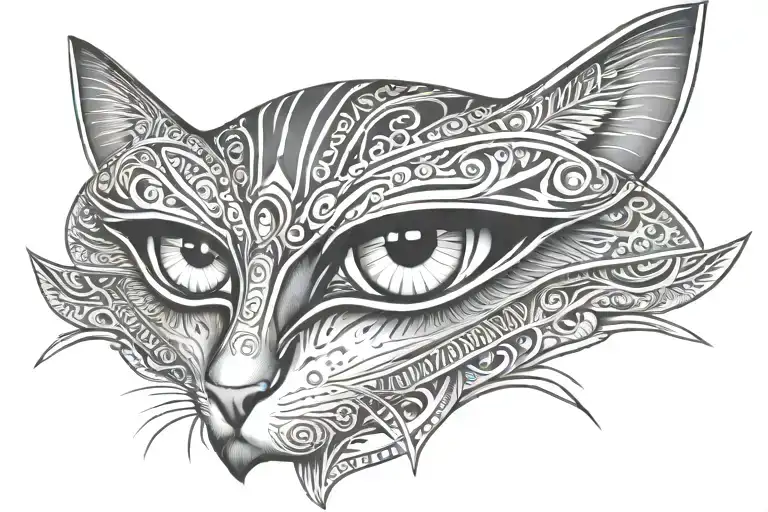 egyptian style cat eyes tattoo design idea