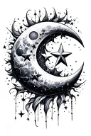 Star moon made tattoo design idea
