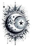 Star moon made tattoo design idea