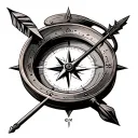 Compass and hunting arrow tattoo design idea