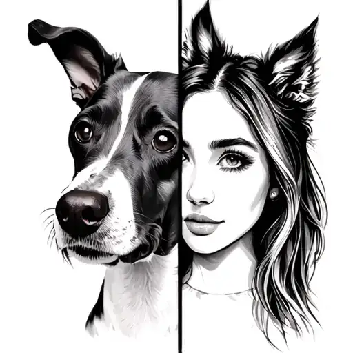 half of mya dogs face and my girl friend tattoo design idea