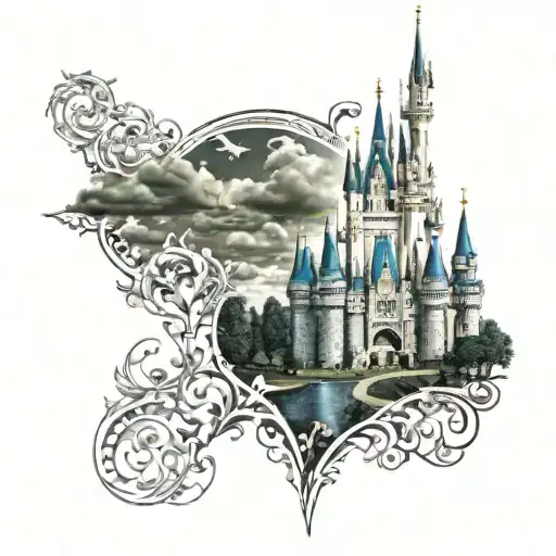 Cinderella castle tattoo design idea