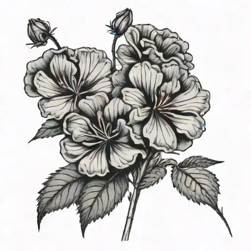vinyl record with two geraniums with long stems crossing in the middle  tattoo design idea