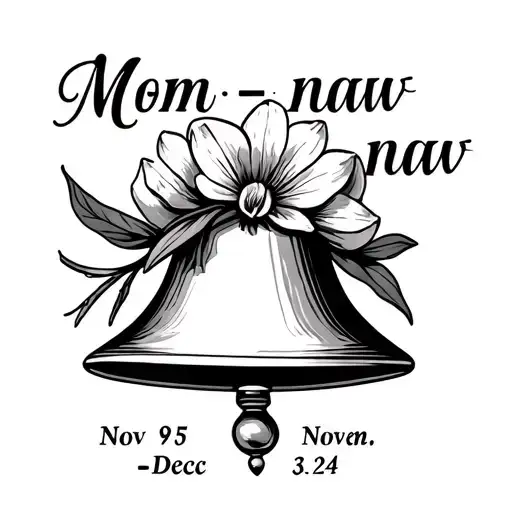 "Mom -maw Nov 9,55 -Dec 3,24" bell with hyacinth flower tattoo design idea