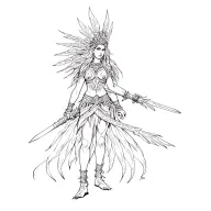 Warrior goddess with South American aesthetics, with a powerful, irreverent and rebellious attitude tattoo design idea