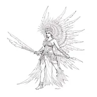 Warrior goddess with South American aesthetics, with a powerful, irreverent and rebellious attitude tattoo design idea