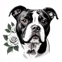 pitbull and roses tattoo design idea