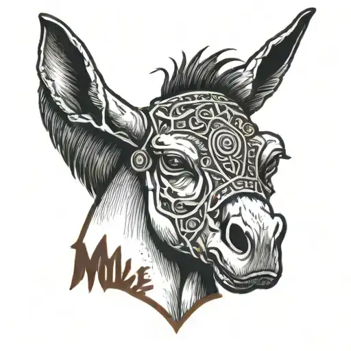 mule head outline with text tattoo design idea