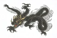 black Japan dragon without wings spread wide tattoo design idea