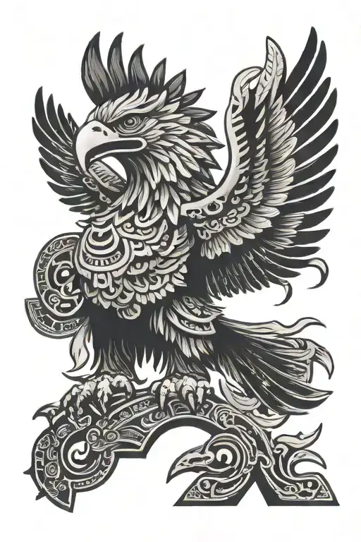 mayan eagle hidden letters PBCGMA tattoo design idea