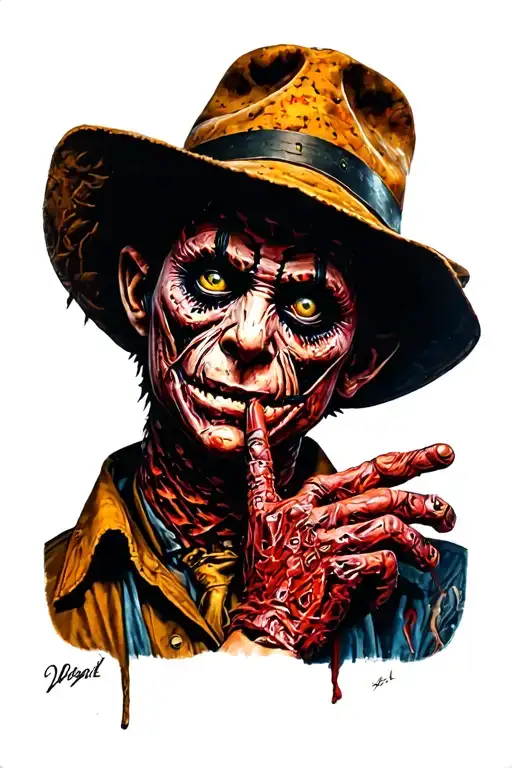 Freddy Krueger as a puppeteer in the vein scene from Nightmare on Elm Street 3 tattoo design idea