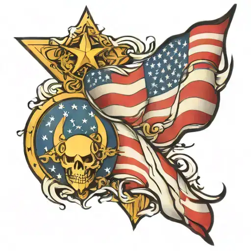 Philippine and American Flag cut diagonally coming tattoo design idea