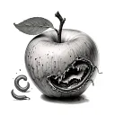 an Apple rotten from the inside crawling of worms  tattoo design idea