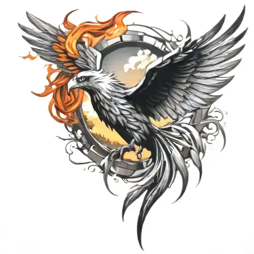 phoenix flying tattoo design idea
