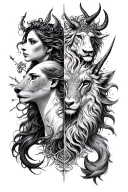 aquarius x sagittarius x leo x capricorn tattoo tattoo design idea