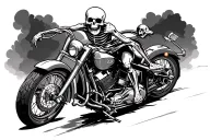 skeleton riding a cruiser motorcycle tattoo design idea