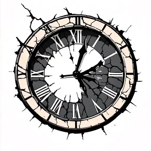 A Simplistic cracked or broken clock dial tattoo design idea