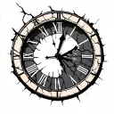 A Simplistic cracked or broken clock dial tattoo design idea